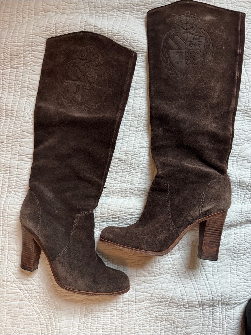 Juicy Couture Dark Brown Suede Knee-High Heeled Boots